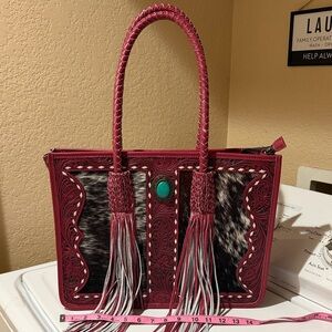 Cowhide & Tooled Leather Concealed Carry Tote
